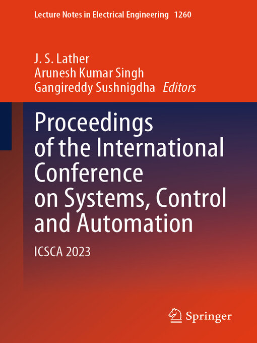 Title details for Proceedings of the International Conference on Systems, Control and Automation by J. S. Lather - Available